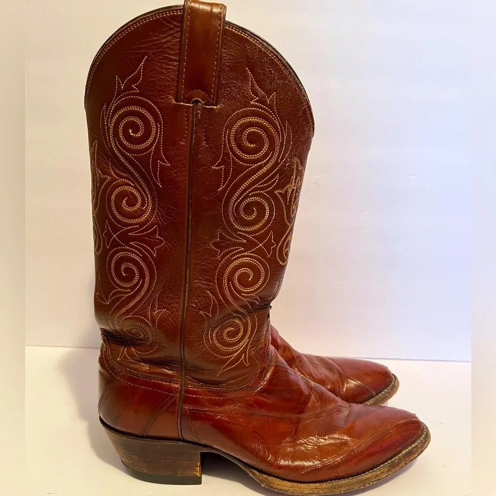 Men's Brown Style 08207 Leather Justin Cowboy Boots Sz 8.5 D